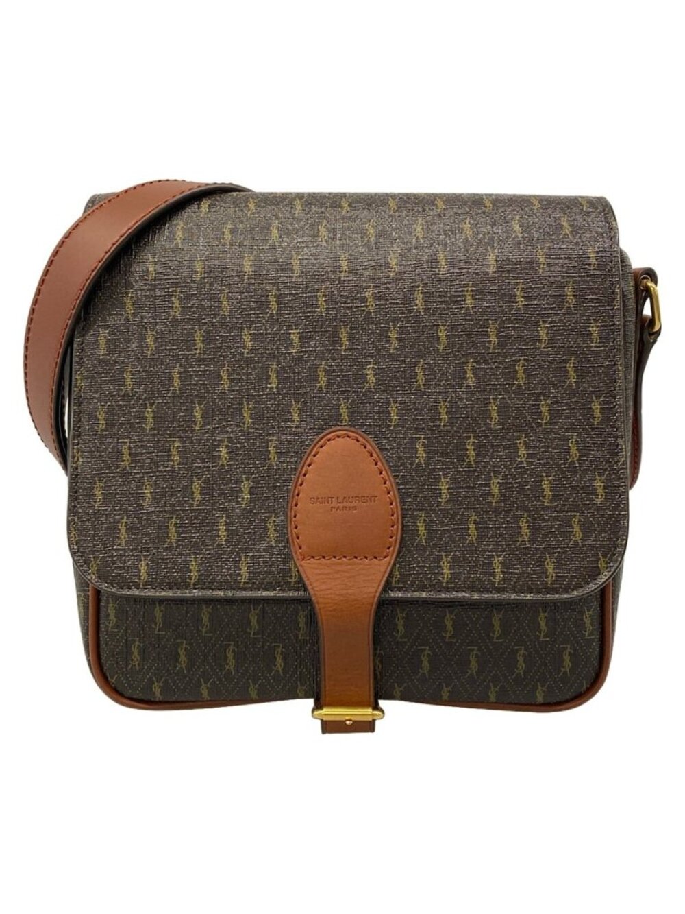 Saint Laurent Paris Shoulder Bag Monogram Satchel Dark Brown Leather - Picture 1 of 15